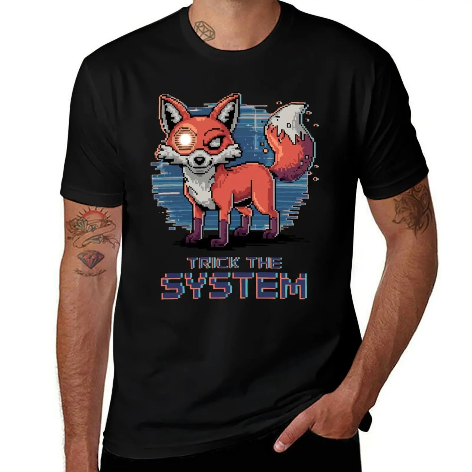

Trick the System Pixel Fox Art T-Shirt Blouse anime shirt valentines boutique clothes plain black t shirts men