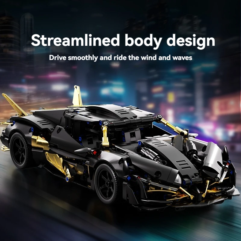 Modelo de Coche de Carreras Apollo Negro, Bloques de Construcción Técnicos, Coche Superdeportivo DIY para Adultos, Rompecabezas Creativo de Ladrillos, Juguete de Regalo de Cumpleaños, 1000 Piezas