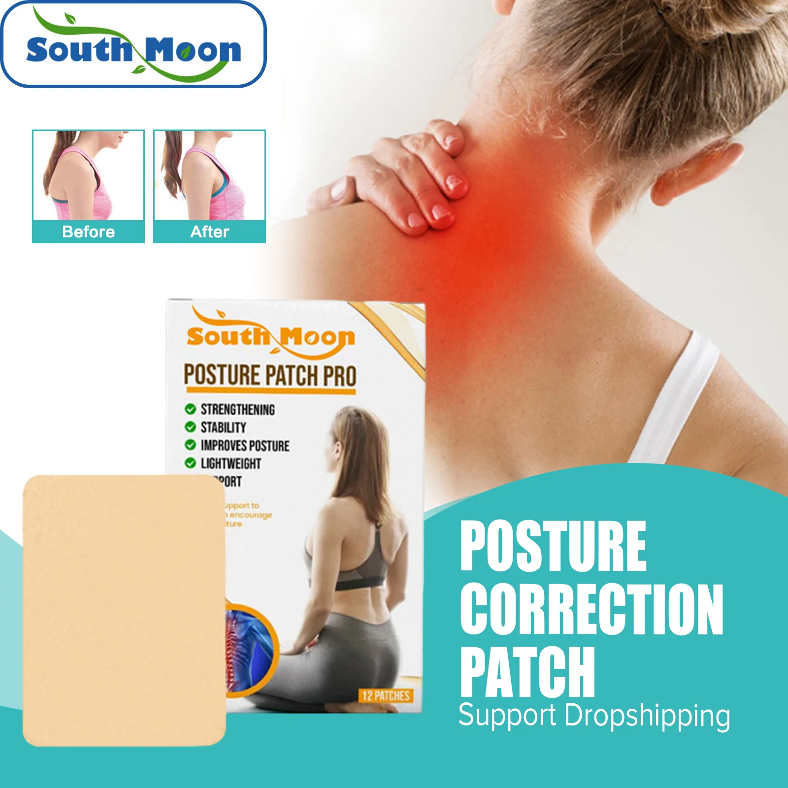 

Posture Corrector Sticker Preventing Humpback Protection Spine Relieve Shoulder Lumbar Pain Muscle Fatigue Back Support Plaster