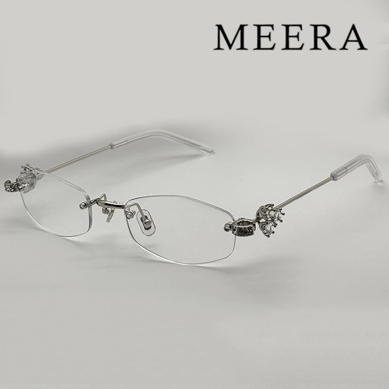 

2025 Korea Gm Frameless Glasses Frame For Women Oval Premium Rimless Hexagonal Lightweight Sunglasses With Diamond UV400