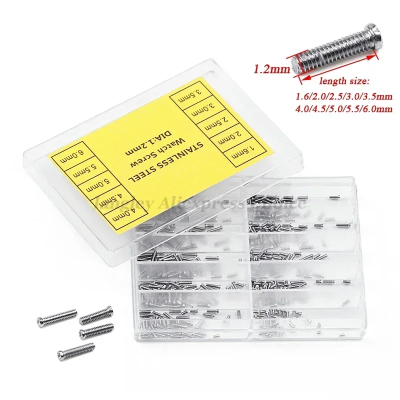Watch Back Cover Screw Phillips Replacement Watch Sunglass Repairing Tools Small Screw 1.2mm Set Miniature Screw Watch Accessory