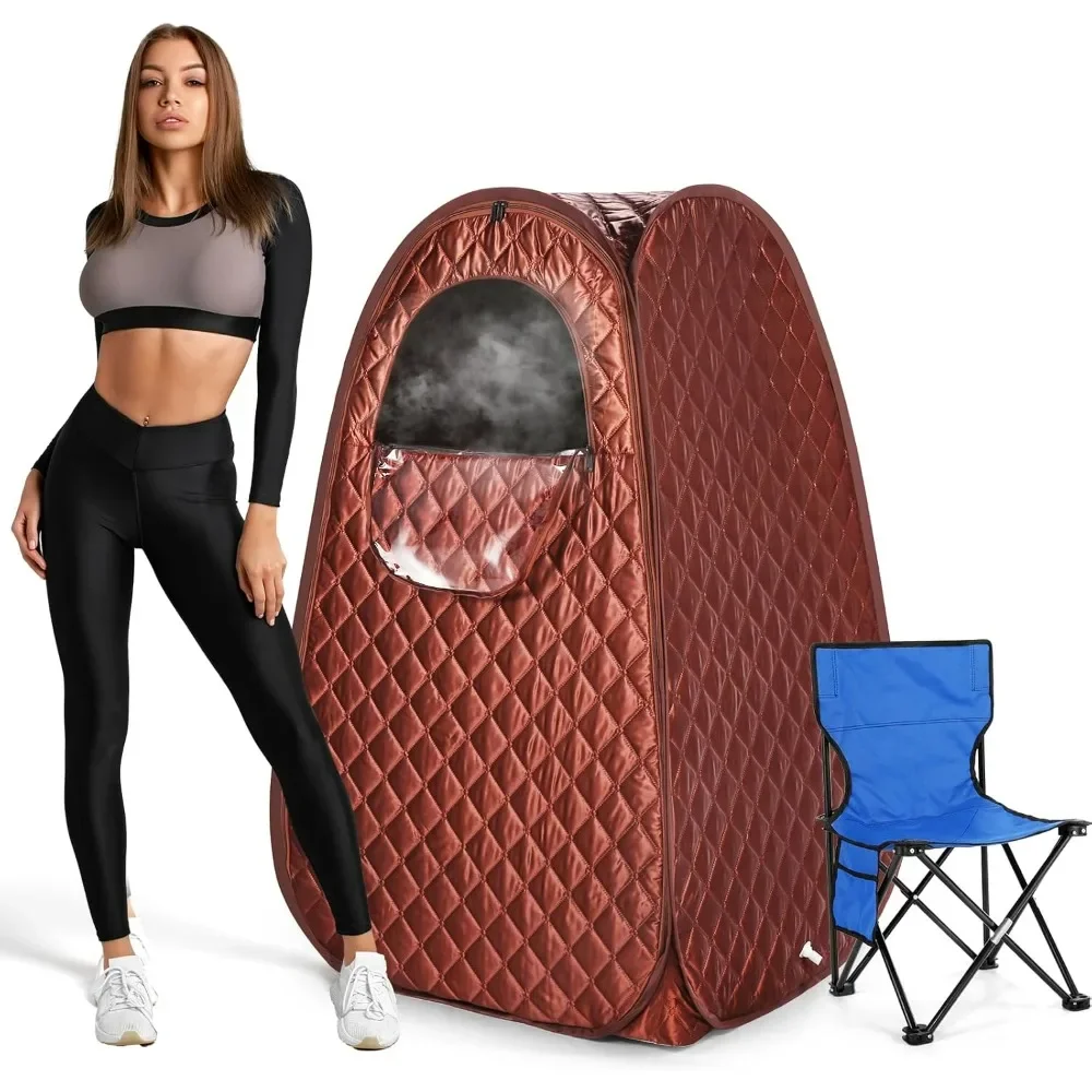 Single Person Sauna, Portable Steam Sauna Full Body for Home Spa with Steamer 2.6L 1000W Steam Generator, 90 Minute Timer, Chair