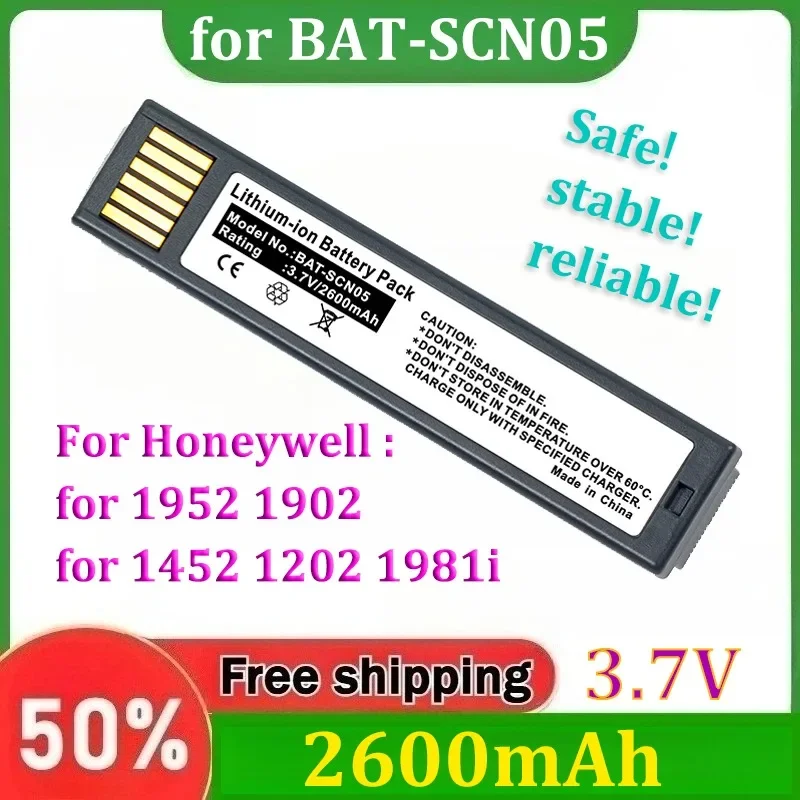 for Honeywell 1952 1902 1452 1202 1981i GSR GHD for BAT-SCN05 Rechargable Li-ion Batteries 3.7V 2600mAh New Replacement Battery