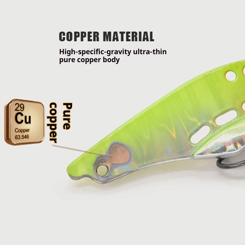 Metal Jig Cooper Fishing Lures Flake-shaped Lure Spinner Bait VIB Sinking Spinning Treble Hook Spinnerbait Pike Sea Swimbaits
