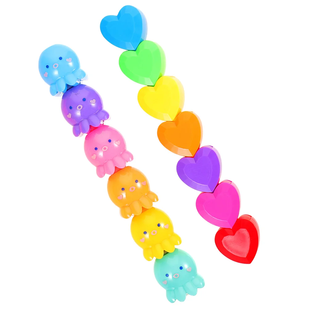 2 Pcs Octopus Highlighter Double Book Marking Highlighters Cool Bright Color Pens Students Supplies Plastic Adorable Marker