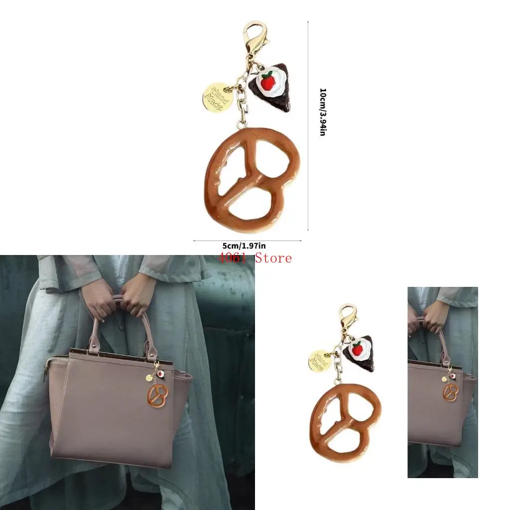

Fun Chocolate Pretzel Bread Decoration Bag Pendant for Coins and Keys