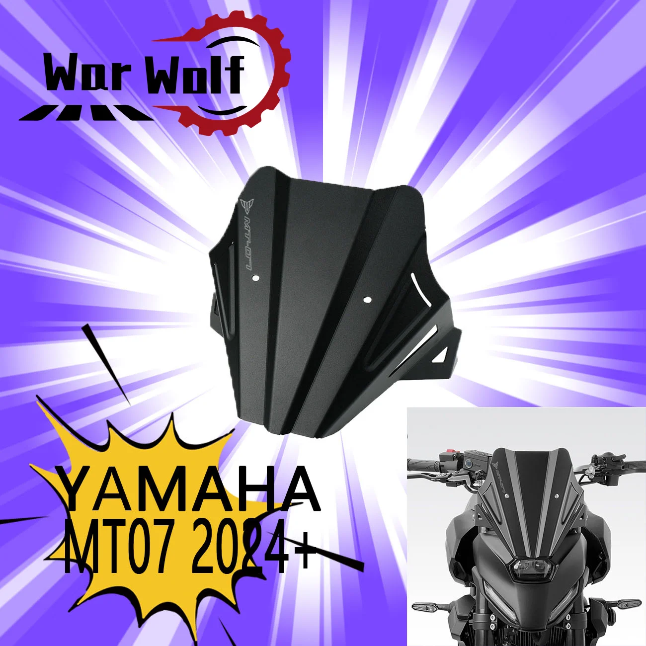 

Motorcycle Black Windshield Matel Sport Windscreen Visor Fits For YAMAHA MT-07 2025 2026 mt07 Y-AMT 25-26 MT07 y-amt GEN4