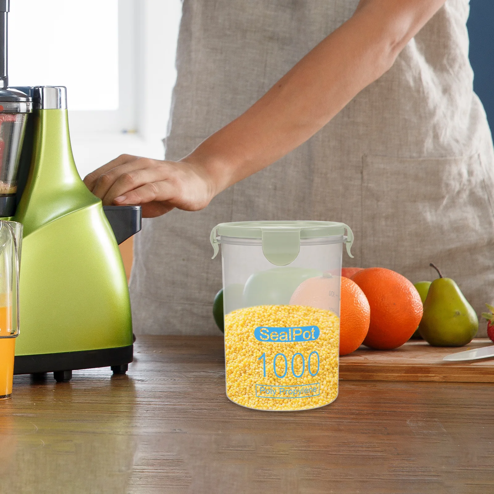 

Cereal Dry Food Storage Container Airtight Leakproof Plastic Storage Bottle Blue 1000ml Locking Lids Snacks Sugar Rice Flour