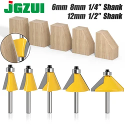 1pc 6mm 8mm 12mm 1/4′′ 1/2′′ Shank High Quality Large 11.25，15，22.5，30，45 Degree Chamfer & Bevel Edging Router Bit Wood