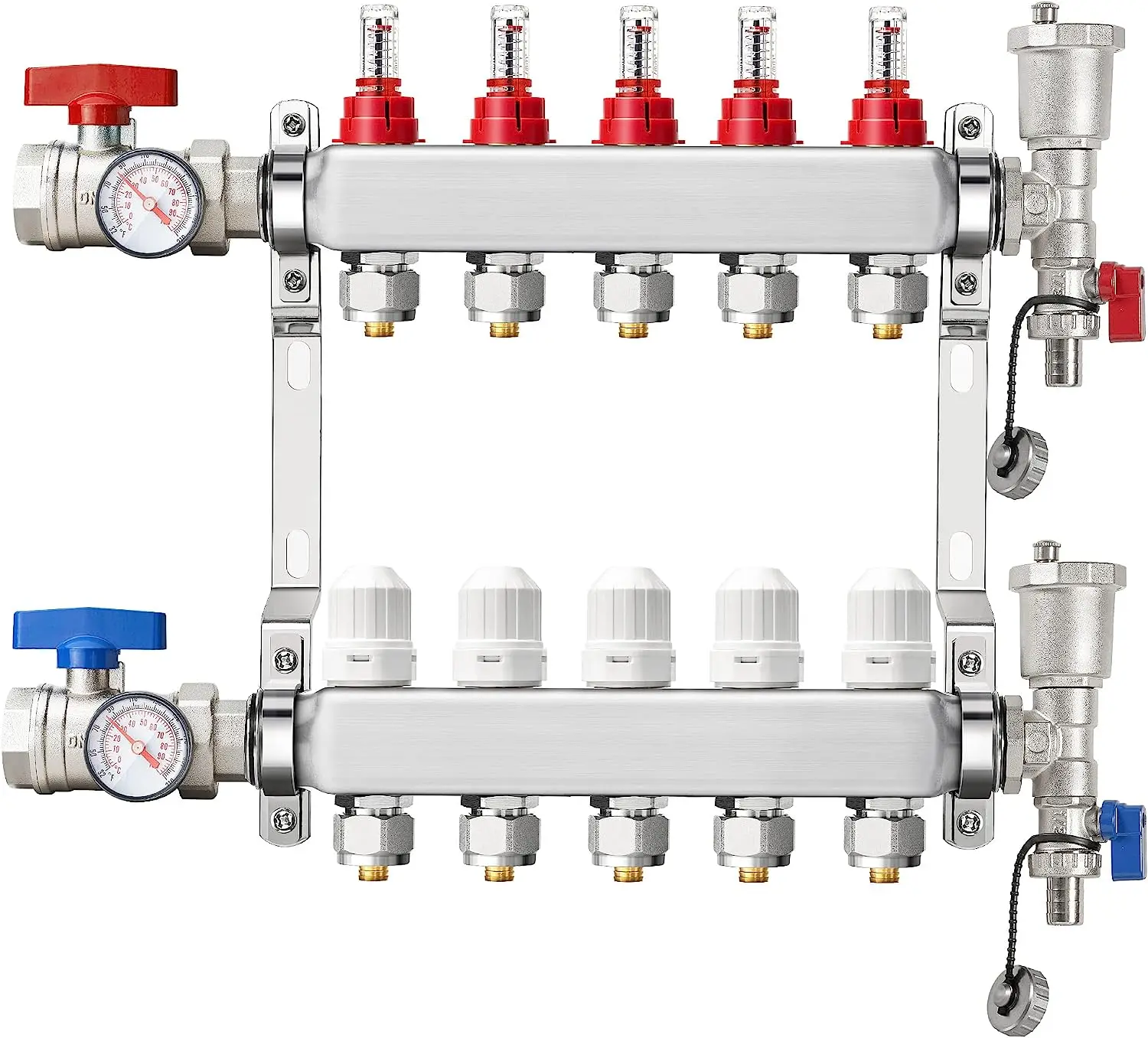 

ABST PEX Manifold, Stainless Steel Floor Heat Manifold Kit with 1/2" Adapters Included for Hydronic Radiant Floor Heating