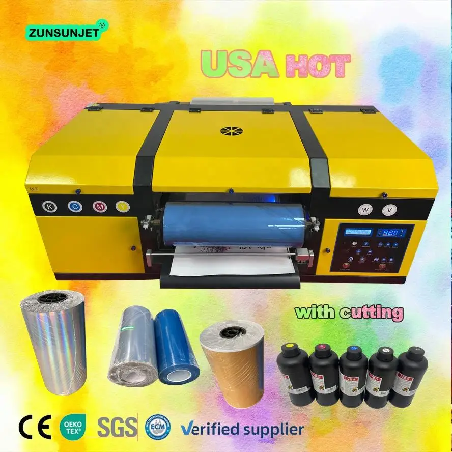 

Dtf Uv Impresora 30 Cm Label Printer Uv Inkjet White Roll to Roll 13" 2 in 1 Dual Heads A3 Mini Uvdtf Printer