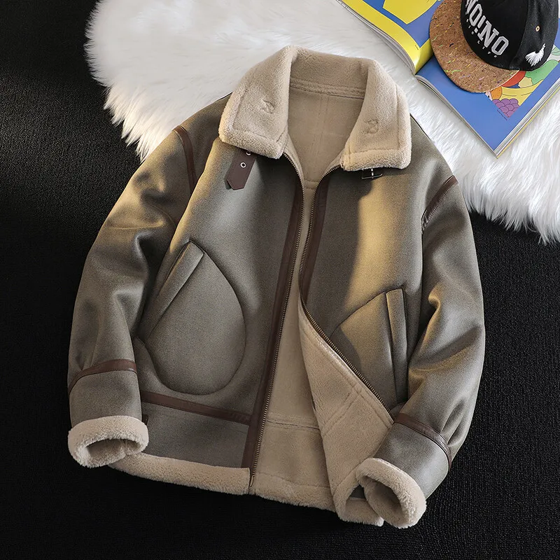 

Мужская кожаная куртка-косуха с меховой подкладкой, утепленная, повседневная, модная, теплая зимняя верхняя одежда