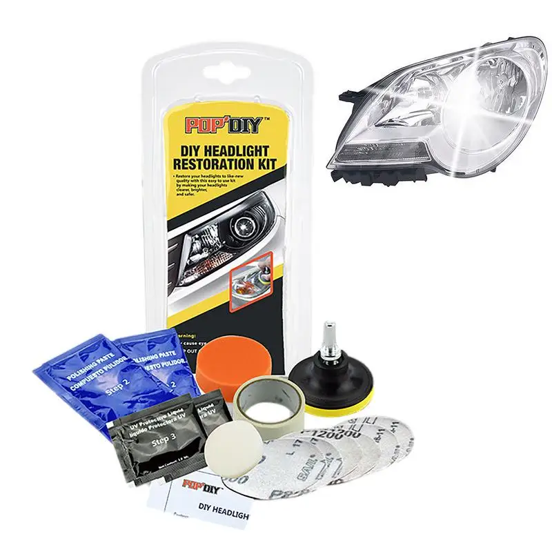 DIY Headlight Restoration Kit Cleaning and Polishing Car Headlight Repair and Cleaning Kit Cleaning Paste Refurbish Tool