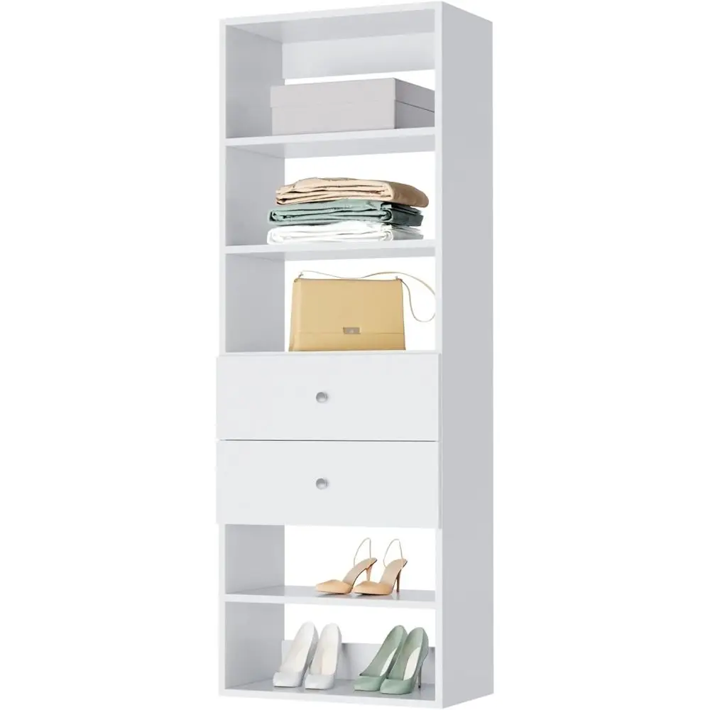 

White 19.5 Wide Closet Organizer with Storage Shelves Tower