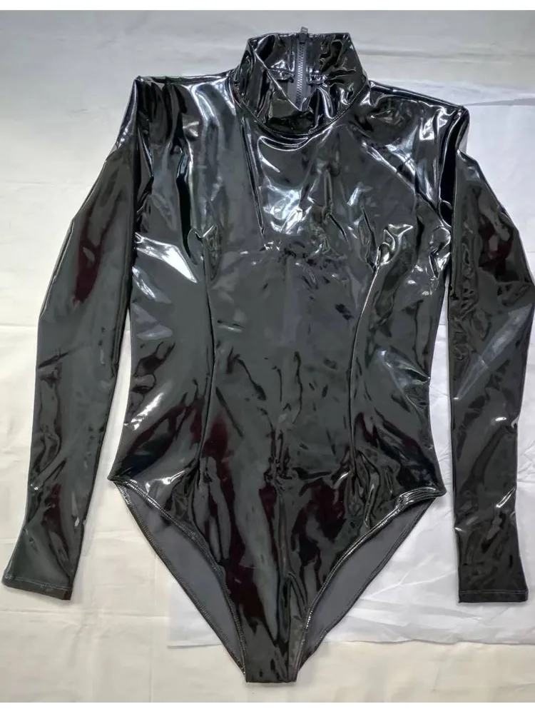 

Унисекс комбинезон-боди из ПВХ с эффектом мокрой кожи, размеры S-5XL, с длинным рукавом, блестящий, из искусственной кожи, для косплея, тедди, леотард, унитард, корректирующий комбинезон-рубашка