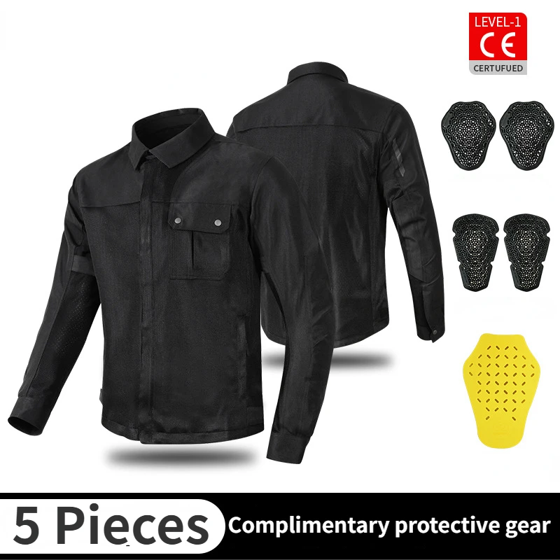 Summer motorcycle cycling jacket mesh retro casual jacket clothes men Motocross motorbike suit black protective riding