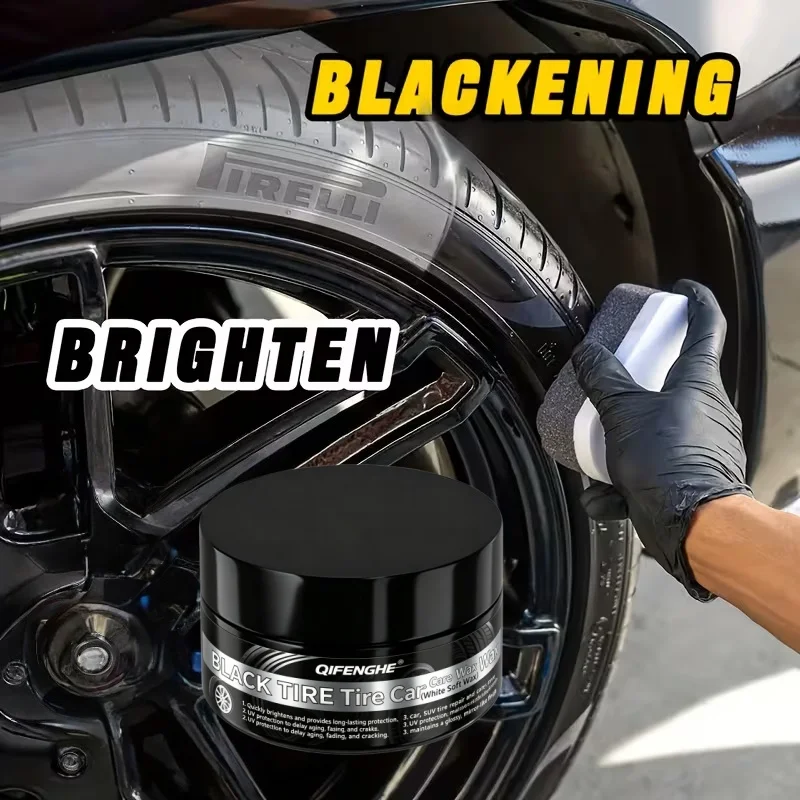 

Tire Care Wax Paste 150g, Black Tire Shine & UV Protection for Car & SUV, Long-Lasting Gloss & Anti-Fading Conditioner