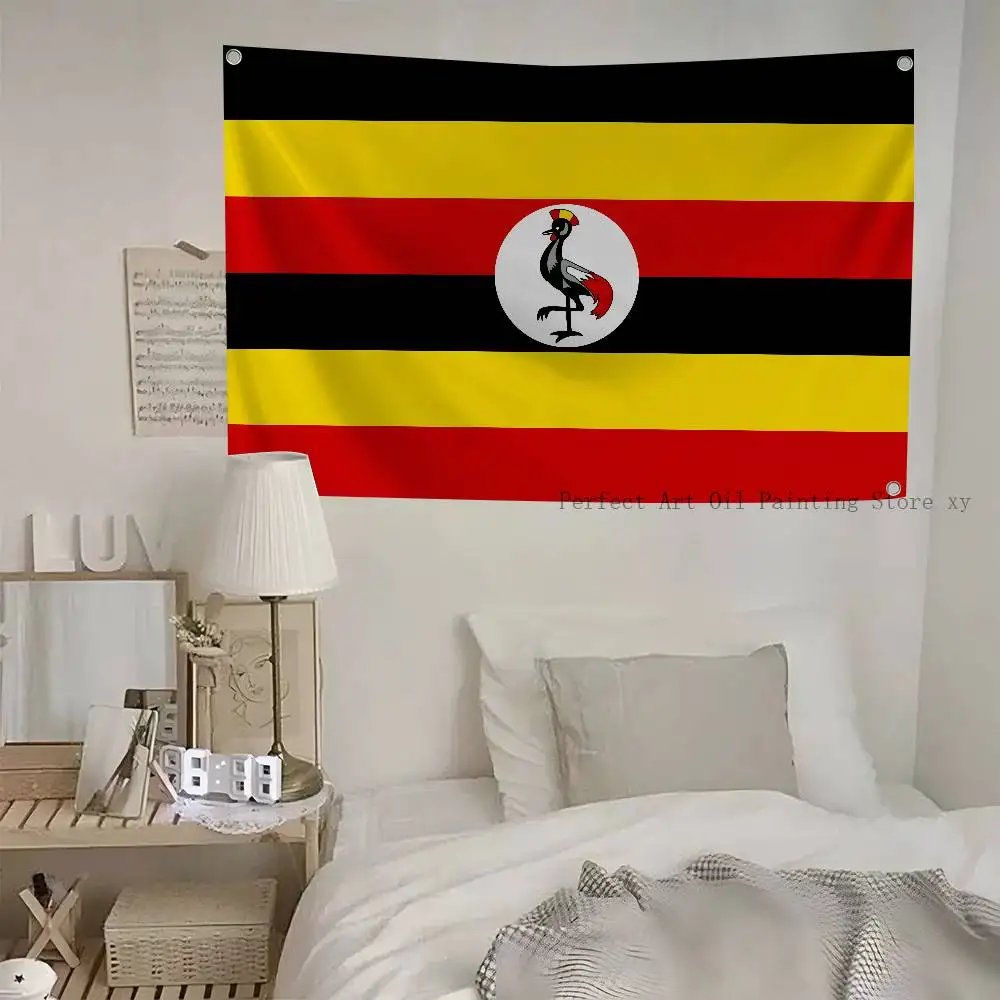 Uganda-Flagge, Banner, Vier-Loch-Flagge, Polyester, Outdoor-Dekoration, Raumästhetik