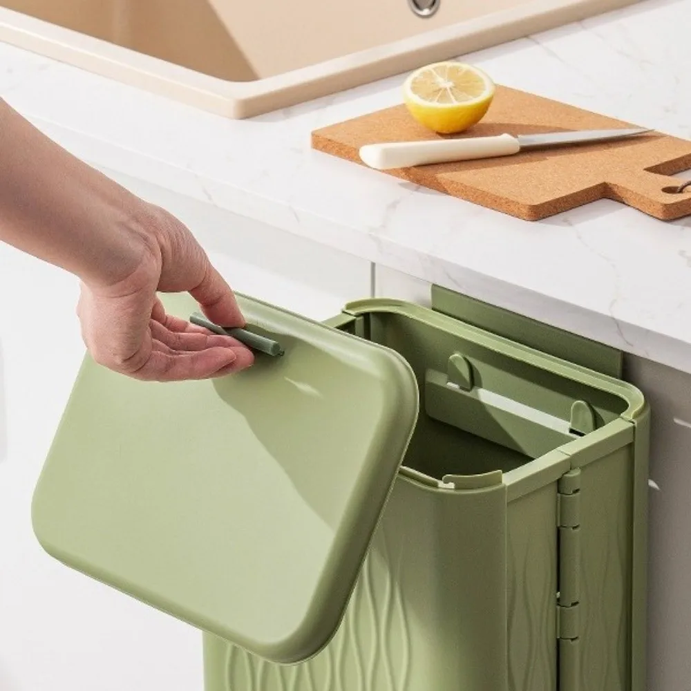 

12L Kitchen Garbage Bin Odor Control Space Saving Wall Mounted Bin Detachable Hook Plastic Cabinet Door Bin Household Use