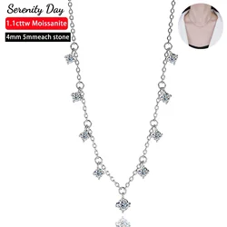 Serenity 1.1ct D Moissanite Necklace For Women Gift S925 Silver Sparkling Lab Diamond Pendant Neck Chain Plated 18K Fine Jewelry