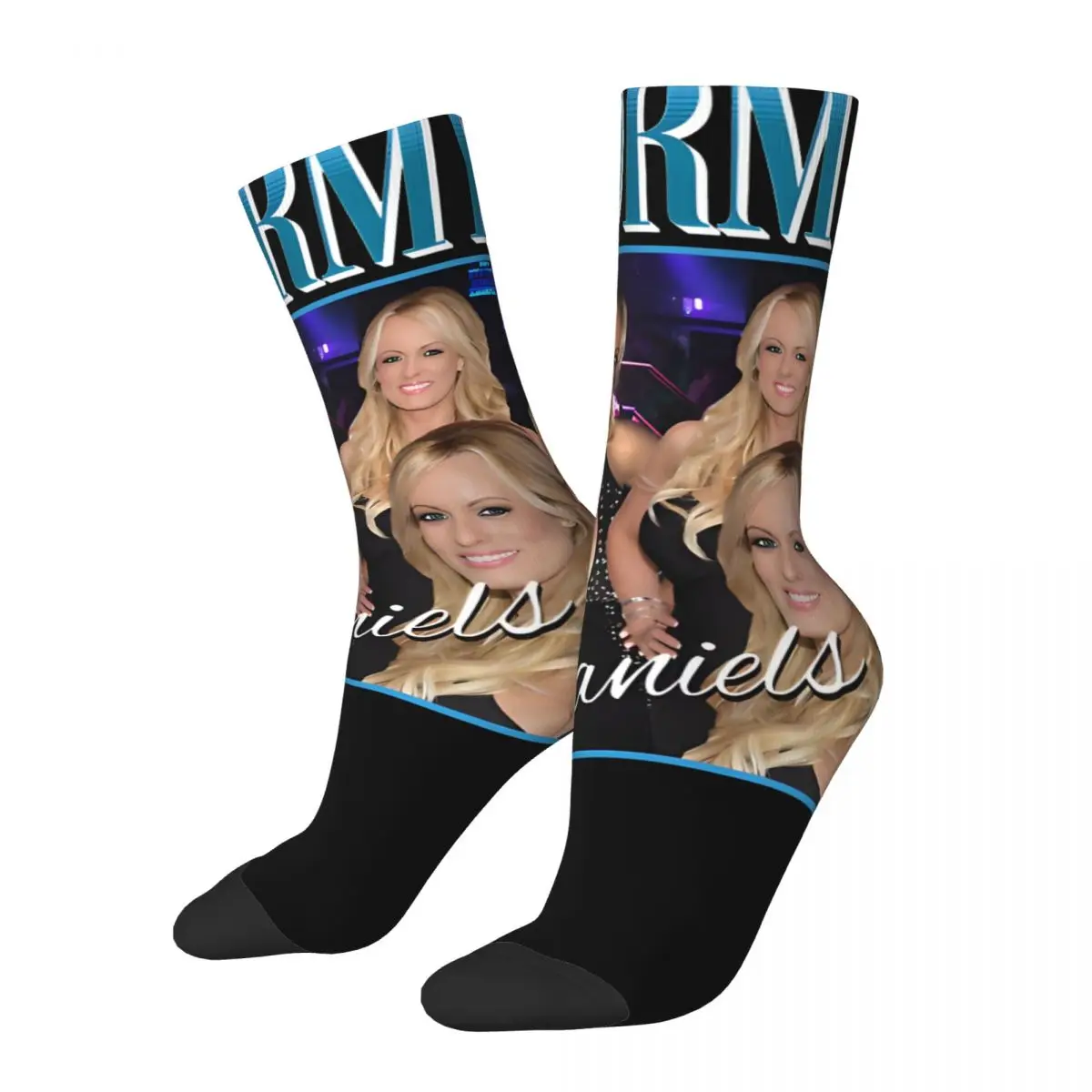 Hip Hop Retro Stormy Daniels Crazy Men's compression Socks Unisex Stormy daniels Harajuku Pattern Printed Funny Novelty Happy