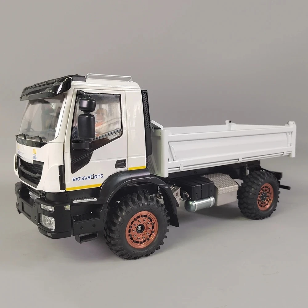 4x4 RC Dump Truck 1/14 Hydraulic RC Truck with Light and Sound System Gearbox Dump Truck Metal Model Remote Control Car Toys