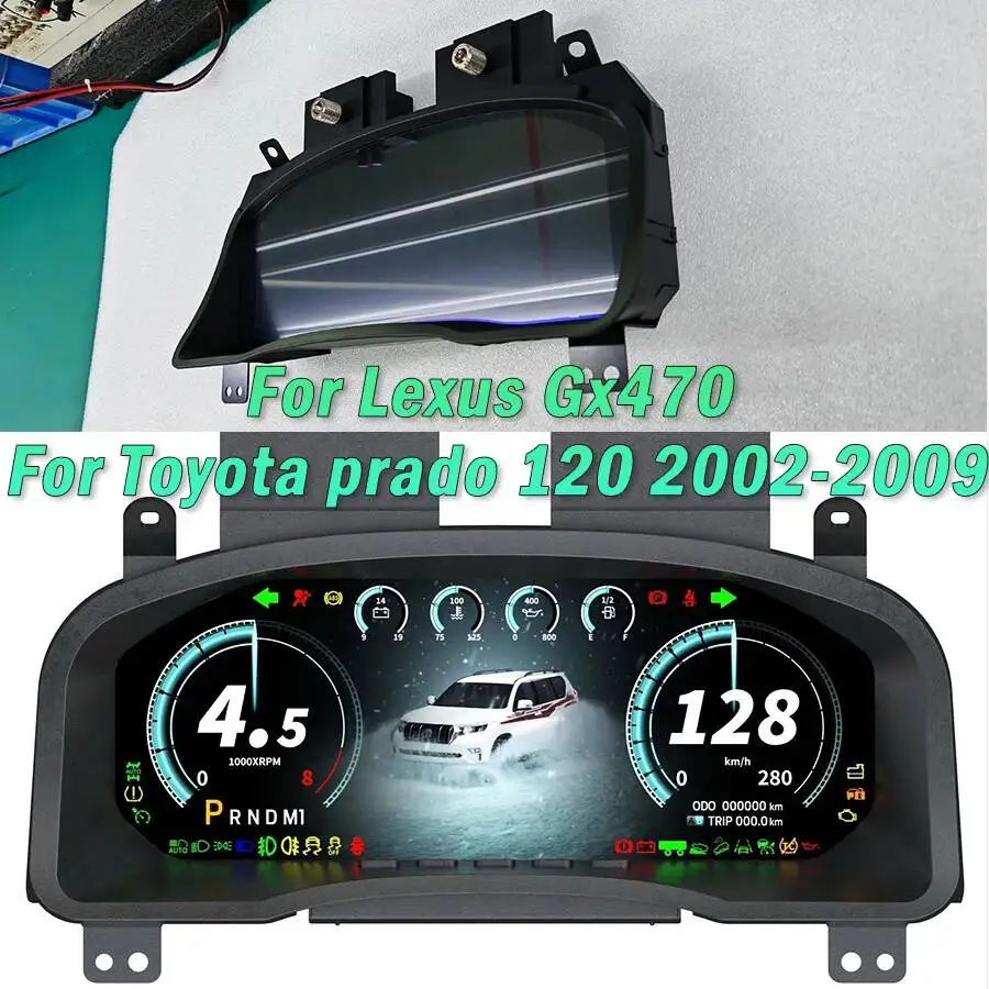 12.3inch Car Cluster Instrument Cluster Screen For Lexus Gx470 For Toyota Prado 120 2002-2009 Display Virtual Cockpit Dashboard