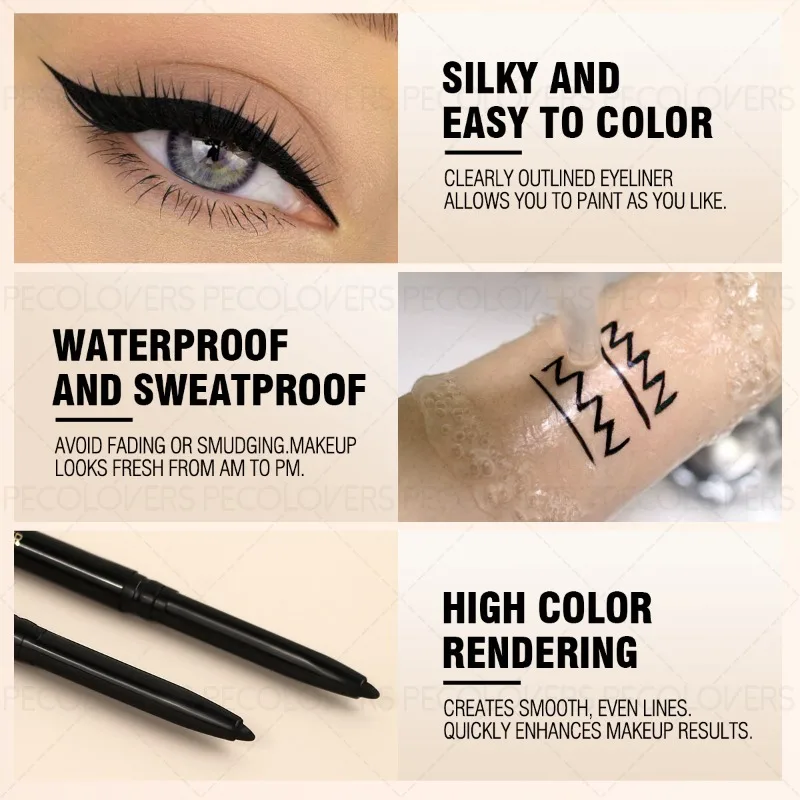 3pcs Black Eyeliner Pen, Waterproof and Sweat-proof, Not Easy To Smudge, Novices Friendly, Eye Cosmetics