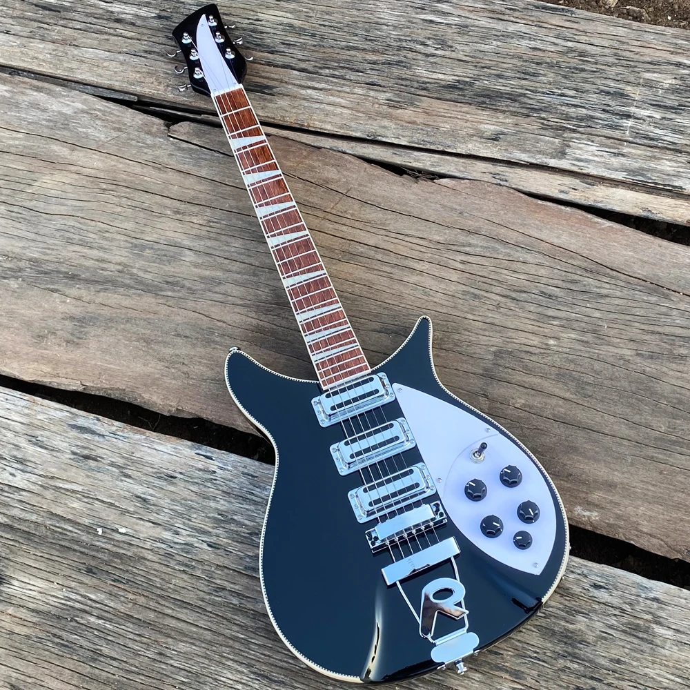 350 Black Electric Guitar Checkerboard Binding 21F Stainless Steel Frets 3 Mini Humbucker Pickups Guitarra гитара
