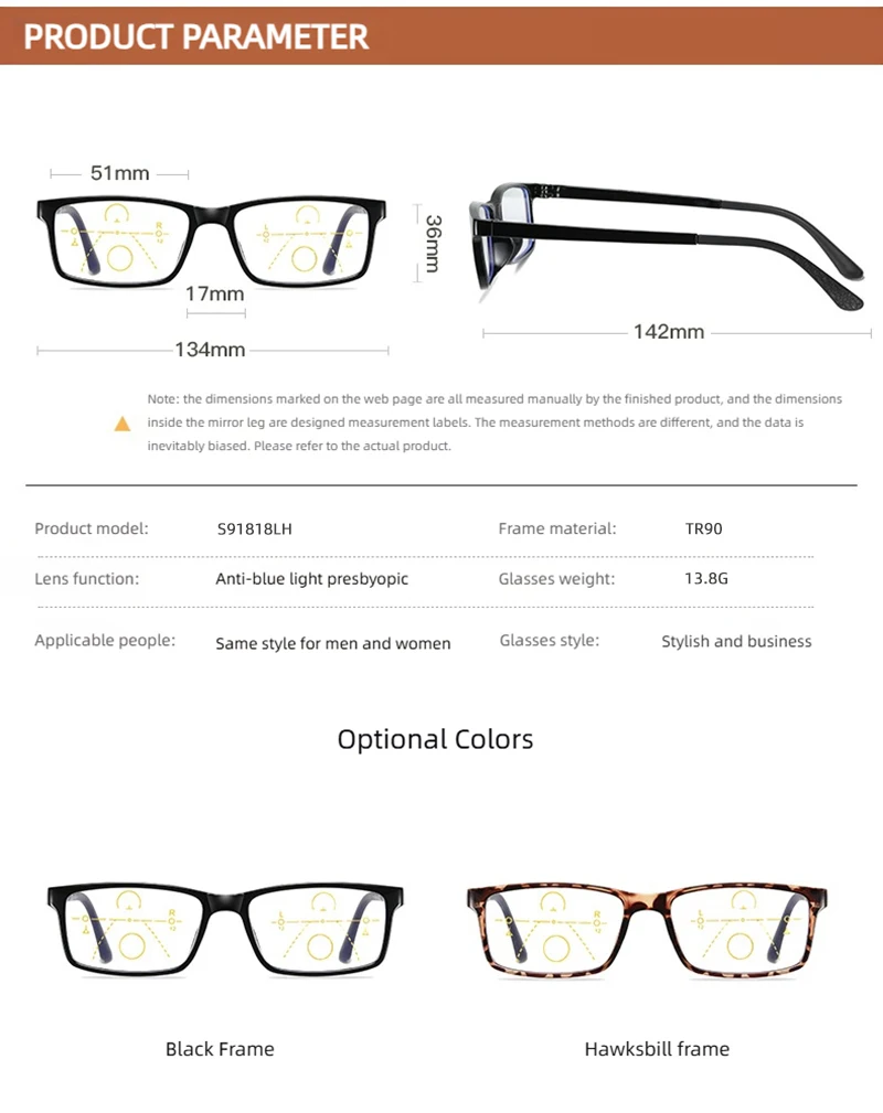 Klassische quadratische Lesebrille Männer Frauen Retro schwarze Presbyopie-Brille Anti-Blaulicht intelligente progressive Brille – Detail 12