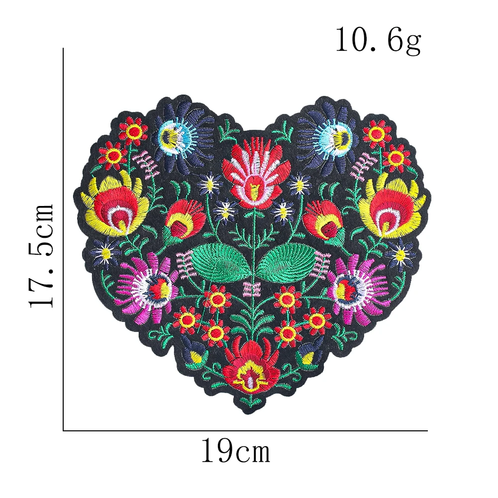 Herzblumenstrauß Bestickter Aufnäher zum Aufbügeln oder Aufnähen, Ethnische Blumenapplikation für Jacke, Hoodie, Pullover, Ethnisches Dekor, Geschenk für Frauen – Detail 4