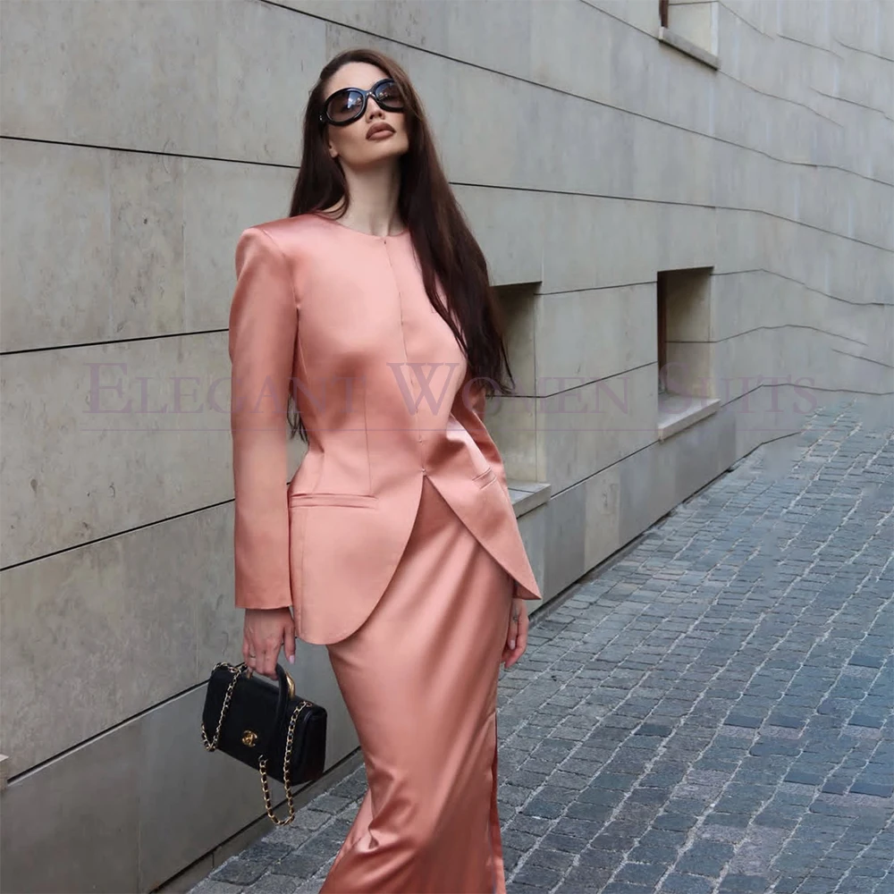 Luxury Women's Suits 2 Piece Elegant Single Breasted O-Neck Skirts Dress Fashion Blazer With Skirts Customzied Female Clothing