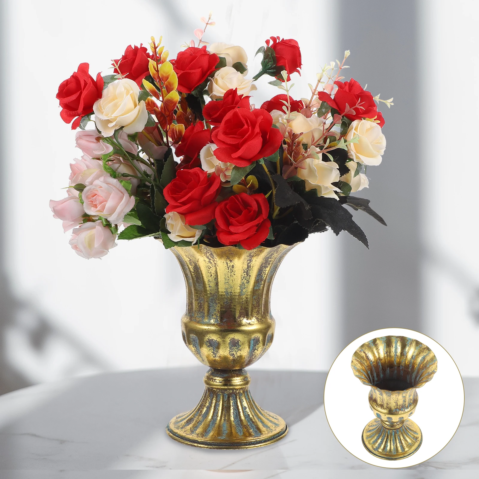 

Iron Flower Pot Vintage Metal Vase for Home Decor Dried Flowers Plant Pot Office Wedding Table Adornment Retro Style