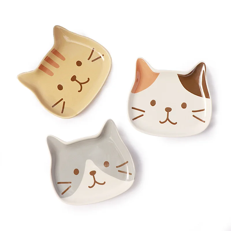 

Cute Cat Ceramic Dish Household Children Salad Bowls Cake Snack Flavor Dish Fruit Dessert Plate Kitchen Tableware Set