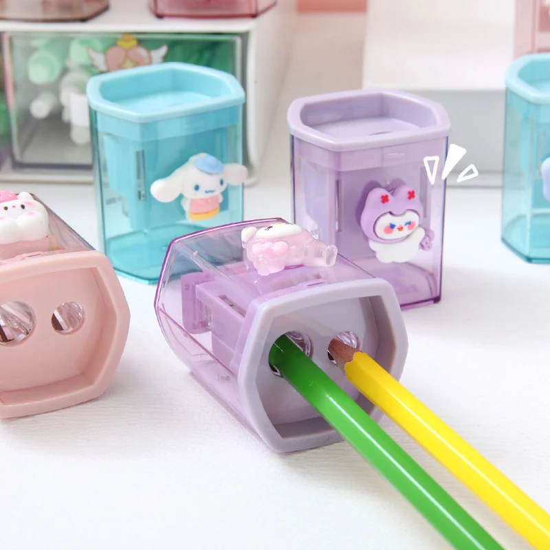 Cinnamoroll Kuromi Pencil Sharpener Anime Sanrio Hello Kitty Portable Pencil Sharpener Small Children Simple Primary Stationery