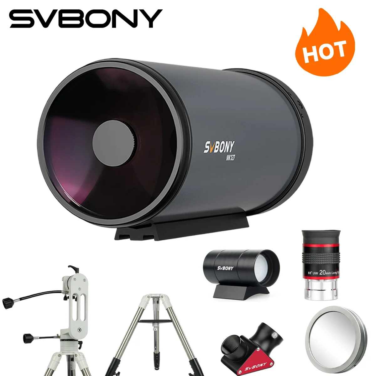 Kit de Telescópio SVBONY MK127 para Eclipse Solar | Montagem Altazimática + Filtro Solar para Observação de Astronomia e Eclipse Solar