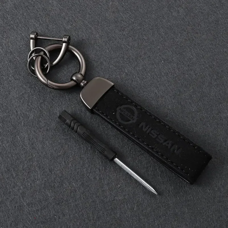 For Nissan Nismo GTR Altima Qashqai J11 J10 Almera Navara Juke Leaf X Trail Tiida Suede Buckle Car Key Rings Keychain Holder
