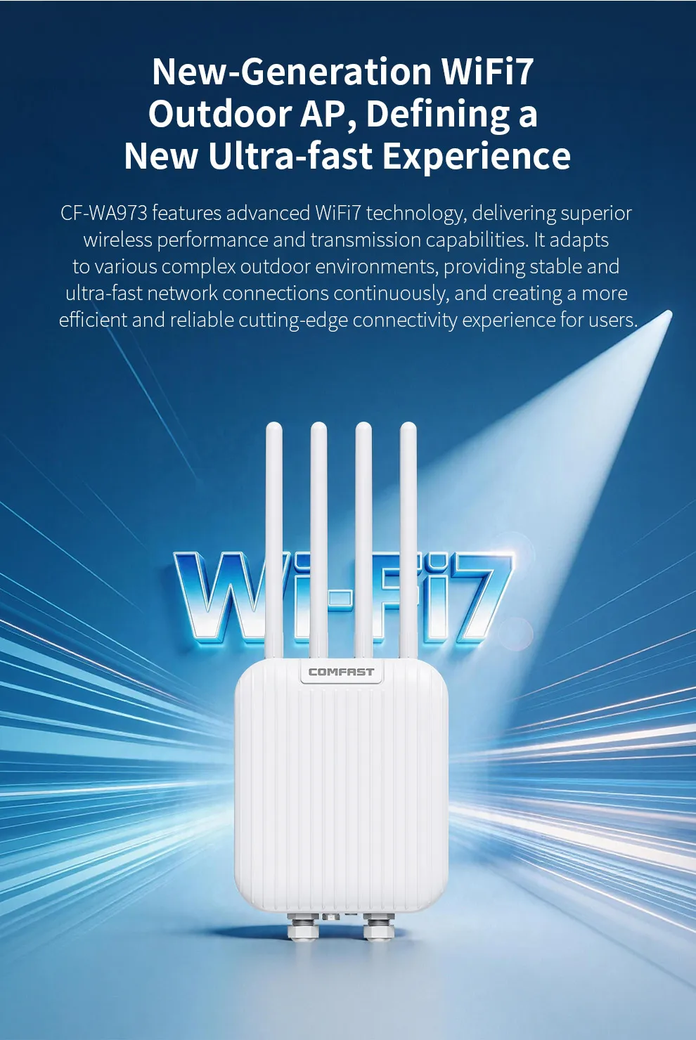 COMFAST WiFi 7 Outdoor AP 3600M High Power Wireless Access Point 2.4+ 5.8GHz dual band 2.5G Port 4 Antenna Weatherproof Extender
