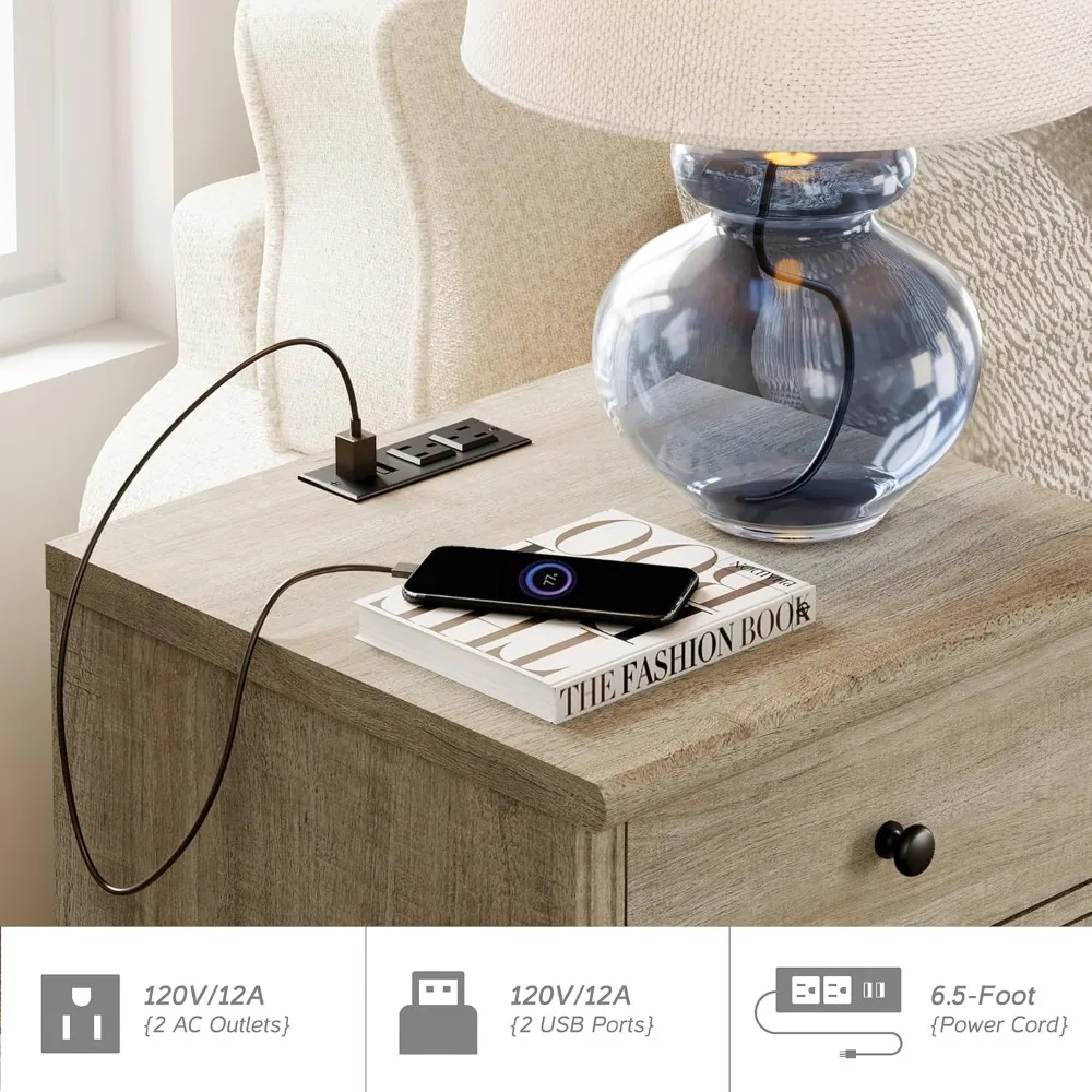 طقم من طاولتين نهائيين مع محطة شحن، وطاولات خشبية مع درج وخزانة تخزين، وطاولات جانبية حديثة لغرفة المعيشة #5