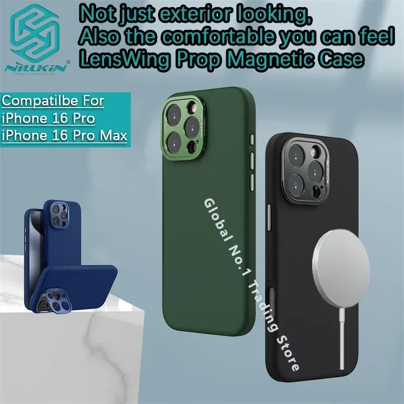 

For iPhone 16 Pro Max Case/16 Pro Magnetic NILLKIN Lens cover bracket protective case TPU border phone case protective cover