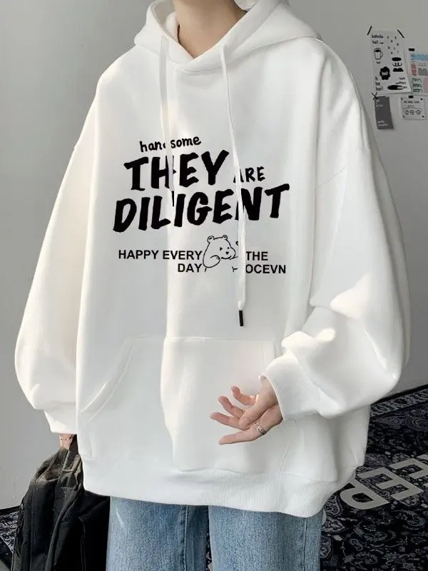 

Heavyweight Hoodie Sweatirt Men's Casual Loose Fit Spring Autumn Winter American Sle Student Jaet Letter Print Streetwear