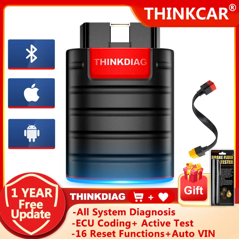 

THINKCAR Thinkdiag OB2 Scanner Adapter 16 Reset Functions Diagnostic Tool Full System Online Update ECU Coding Active Test