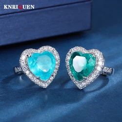 2022 Charms 15*15mm Paraiba Tourmaline Emerald Rings for Women Gemstone Wedding Band Party Cocktail Fine Jewelry Gift Wholesale
