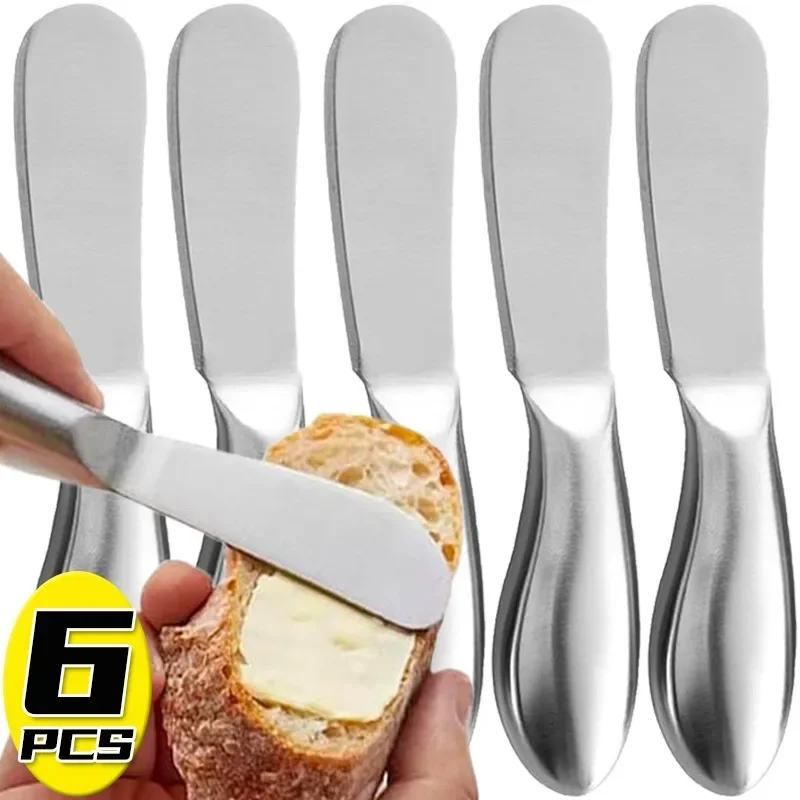 1/6PCS Stainless Steel Butter Cutter Multipurpose Cheese Knife Silver Bread Jam Chocolate Spreaders Wipe Portable Kitchen Gadget