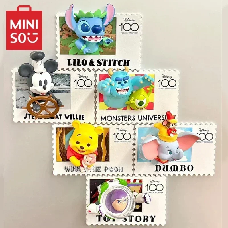 Miniso Blinde Doos Disney Jubileum Serie Retro Stempel Koelkast Magneet Buzz Lightyear Winnie Pooh Stitch Speelgoed Verjaardagscadeau