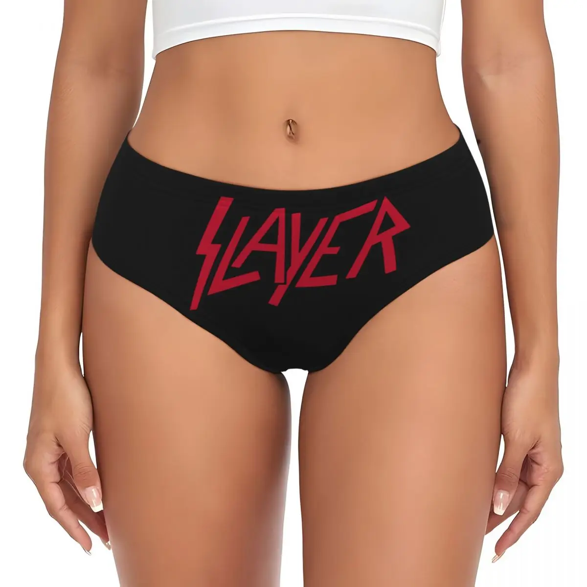 Custom Heavy S-Slayers Thrash Metal Brief Panties Womens Breathable Stretch Rock Roll Band Underwear