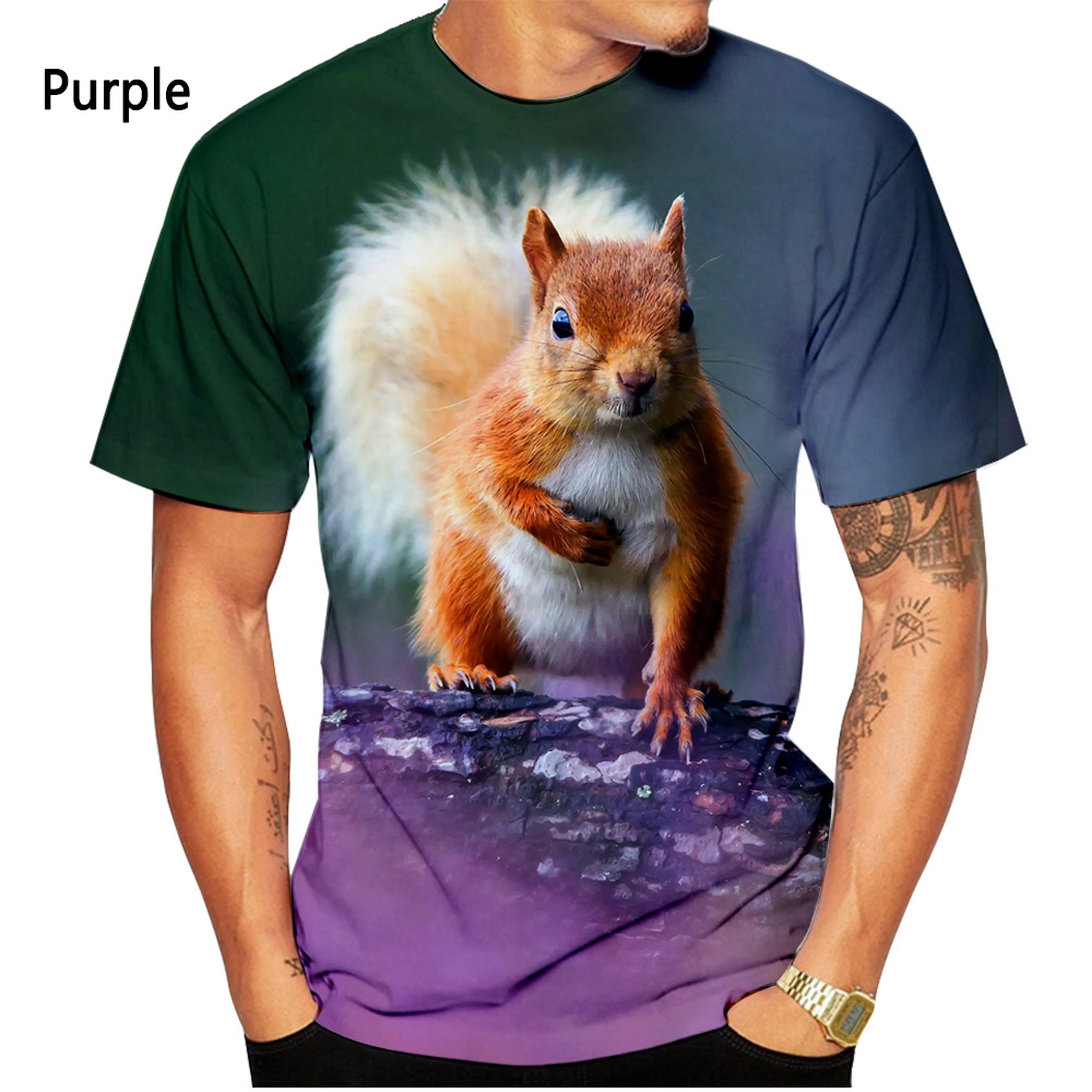 New Fashion Squirrel T-shirt Men's Short-sleeved Summer Casual 3D Printing T-shirt