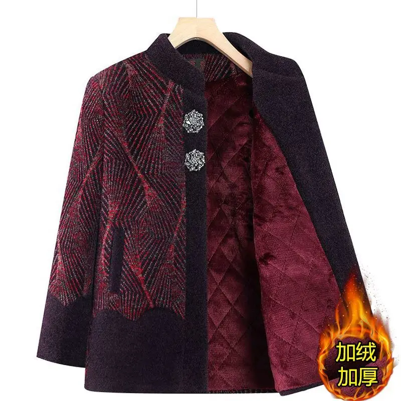 Giacca imbottita in cotone per anziani di mezza età Autunno Inverno Nuovo cappotto di lana Capispalla calda per madre Cappotto taglie forti Top da donna