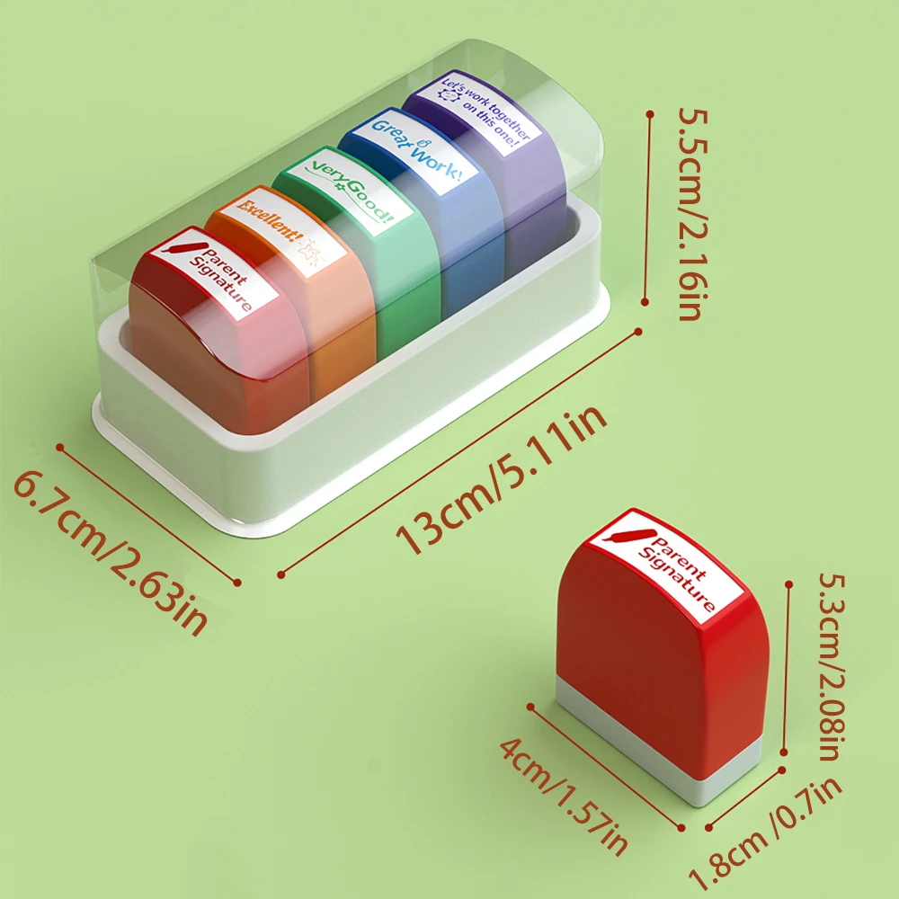 ختم مراجعة المعلم الملون مكون من 5 قطع باللغة الإنجليزية والعربية والبرتغالية الهولندية والإسبانية والروسية يمكن اختيارها لتشجيع الطفل #5