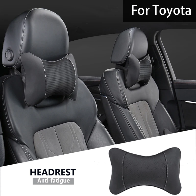 

1Pcs Car Seat Headrest Leather Auto Interior Head Neck Pillow For Toyota Corolla Prius Yaris Rav4 CHR Aygo Hilux Raize Camry Sie